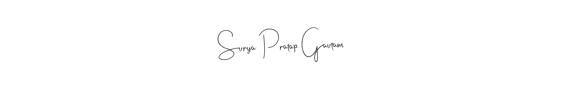 Design your own signature with our free online signature maker. With this signature software, you can create a handwritten (Andilay-7BmLP) signature for name Surya Pratap Gautam. Surya Pratap Gautam signature style 4 images and pictures png