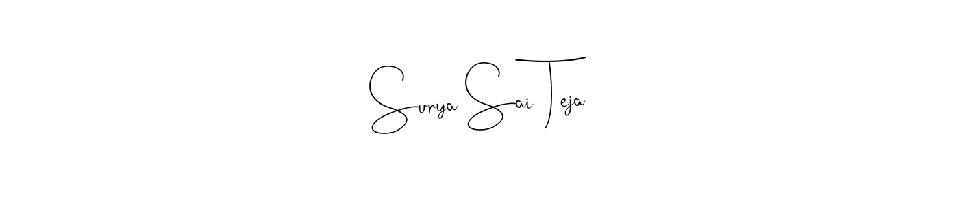 The best way (Andilay-7BmLP) to make a short signature is to pick only two or three words in your name. The name Surya Sai Teja include a total of six letters. For converting this name. Surya Sai Teja signature style 4 images and pictures png