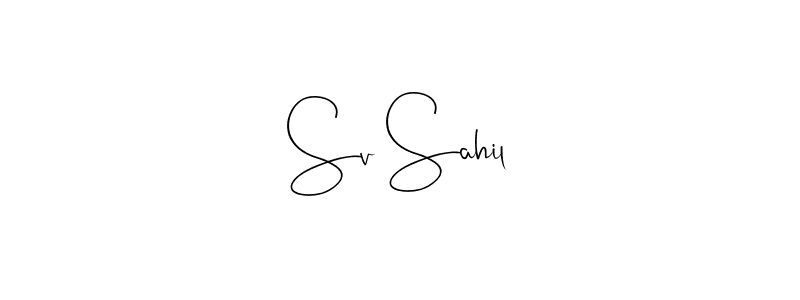 if you are searching for the best signature style for your name Sv Sahil. so please give up your signature search. here we have designed multiple signature styles  using Andilay-7BmLP. Sv Sahil signature style 4 images and pictures png