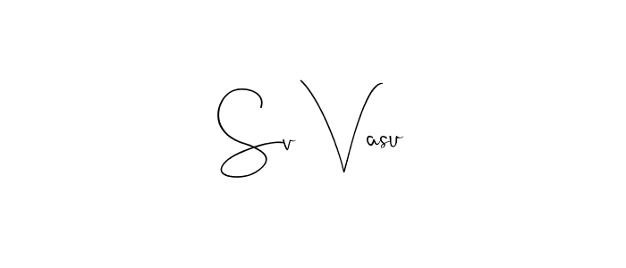 Also You can easily find your signature by using the search form. We will create Sv Vasu name handwritten signature images for you free of cost using Andilay-7BmLP sign style. Sv Vasu signature style 4 images and pictures png