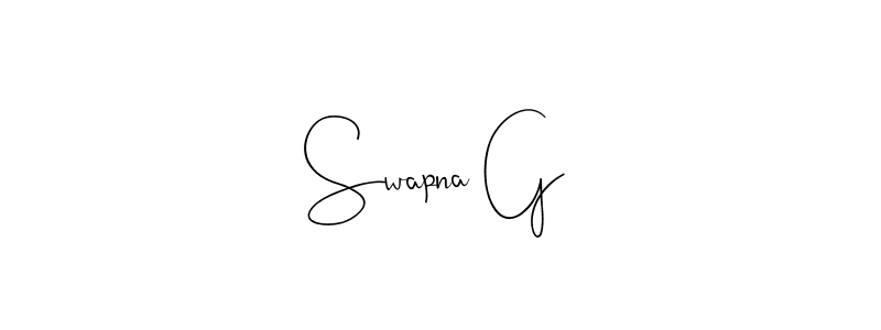 How to make Swapna G name signature. Use Andilay-7BmLP style for creating short signs online. This is the latest handwritten sign. Swapna G signature style 4 images and pictures png
