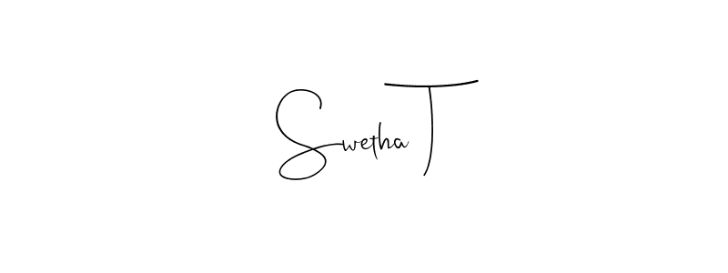 Andilay-7BmLP is a professional signature style that is perfect for those who want to add a touch of class to their signature. It is also a great choice for those who want to make their signature more unique. Get Swetha T name to fancy signature for free. Swetha T signature style 4 images and pictures png