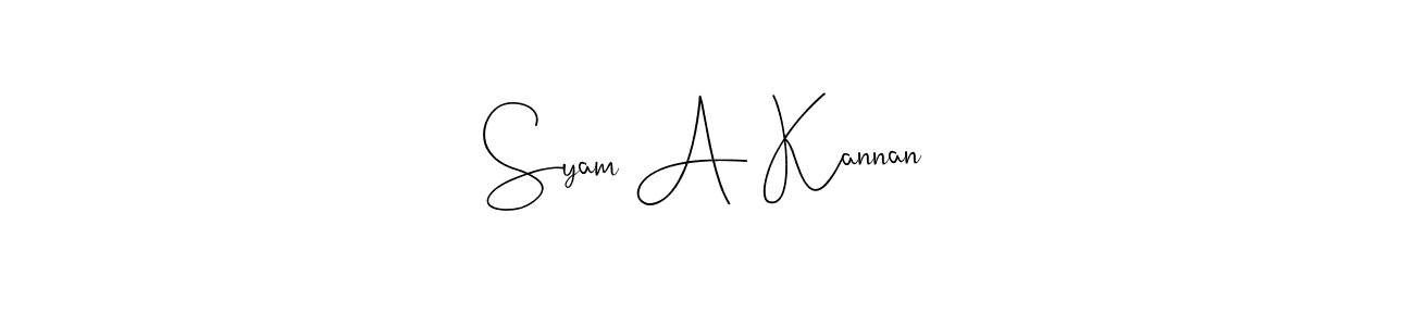 if you are searching for the best signature style for your name Syam A Kannan. so please give up your signature search. here we have designed multiple signature styles  using Andilay-7BmLP. Syam A Kannan signature style 4 images and pictures png