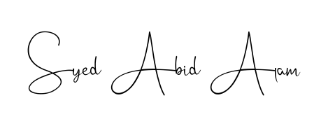 A classic penmanship look for Syed Abid Alam. The Andilay-7BmLP font brings timeless elegance and confidence to every signed document. Syed Abid Alam signature style 4 images and pictures png