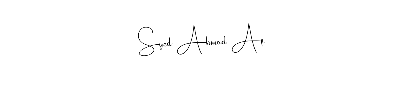 The best way (Andilay-7BmLP) to make a short signature is to pick only two or three words in your name. The name Syed Ahmad Ali include a total of six letters. For converting this name. Syed Ahmad Ali signature style 4 images and pictures png