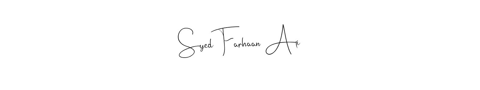 Similarly Andilay-7BmLP is the best handwritten signature design. Signature creator online .You can use it as an online autograph creator for name Syed Farhaan Ali. Syed Farhaan Ali signature style 4 images and pictures png