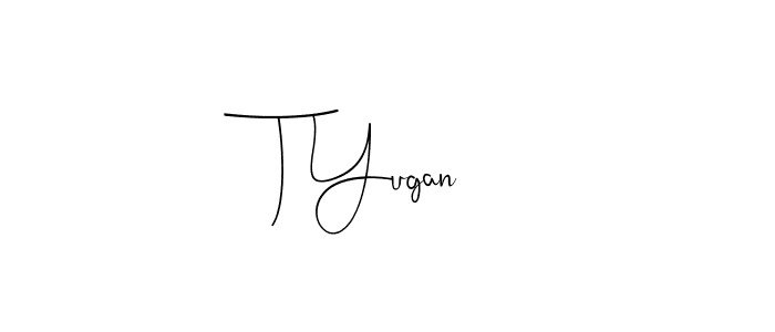 if you are searching for the best signature style for your name T Yugan. so please give up your signature search. here we have designed multiple signature styles  using Andilay-7BmLP. T Yugan signature style 4 images and pictures png