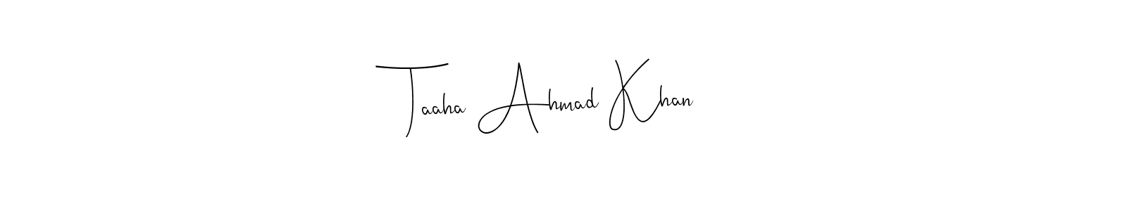 You should practise on your own different ways (Andilay-7BmLP) to write your name (Taaha Ahmad Khan) in signature. don't let someone else do it for you. Taaha Ahmad Khan signature style 4 images and pictures png