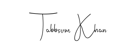 Designed for modern professionals: Tabbsum Khan name signature crafted with Andilay-7BmLP script. Ready for digital PDF workflows. Tabbsum Khan signature style 4 images and pictures png