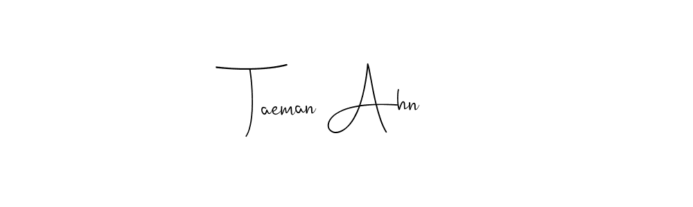 How to make Taeman Ahn name signature. Use Andilay-7BmLP style for creating short signs online. This is the latest handwritten sign. Taeman Ahn signature style 4 images and pictures png