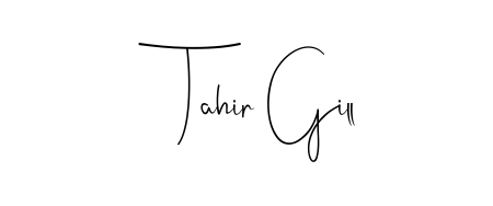 Achieve flawless digital penmanship with Tahir Gill name in Andilay-7BmLP font. The perfect tool for creating online signatures. Tahir Gill signature style 4 images and pictures png