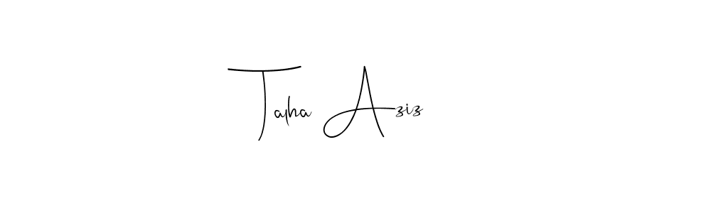 How to make Talha Aziz name signature. Use Andilay-7BmLP style for creating short signs online. This is the latest handwritten sign. Talha Aziz signature style 4 images and pictures png