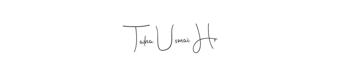 if you are searching for the best signature style for your name Talha Usmai Hr. so please give up your signature search. here we have designed multiple signature styles  using Andilay-7BmLP. Talha Usmai Hr signature style 4 images and pictures png