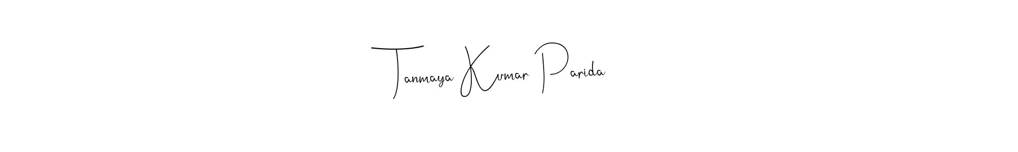 How to make Tanmaya Kumar Parida name signature. Use Andilay-7BmLP style for creating short signs online. This is the latest handwritten sign. Tanmaya Kumar Parida signature style 4 images and pictures png