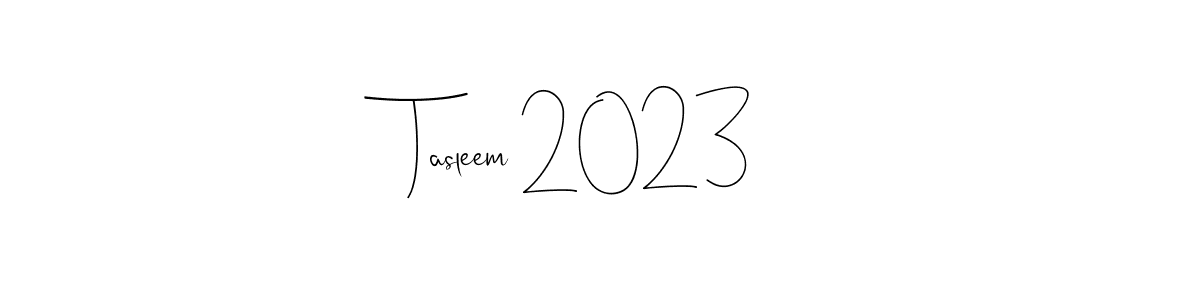 The best way (Andilay-7BmLP) to make a short signature is to pick only two or three words in your name. The name Tasleem 2023 include a total of six letters. For converting this name. Tasleem 2023 signature style 4 images and pictures png