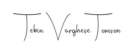 The Andilay-7BmLP font gives name Tebin Varghese Tomson a signature that looks effortless yet distinguished. Download high-res PNG instantly. Tebin Varghese Tomson signature style 4 images and pictures png