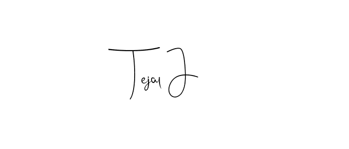 if you are searching for the best signature style for your name Tejal J. so please give up your signature search. here we have designed multiple signature styles  using Andilay-7BmLP. Tejal J signature style 4 images and pictures png