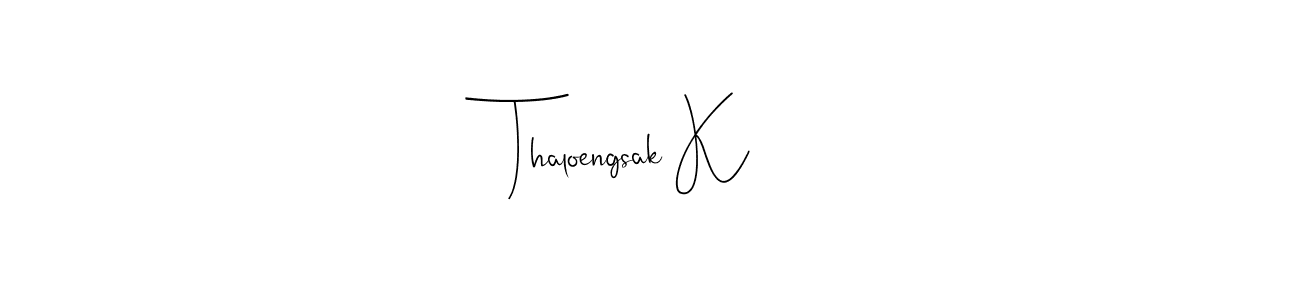 The best way (Andilay-7BmLP) to make a short signature is to pick only two or three words in your name. The name Thaloengsak K include a total of six letters. For converting this name. Thaloengsak K signature style 4 images and pictures png