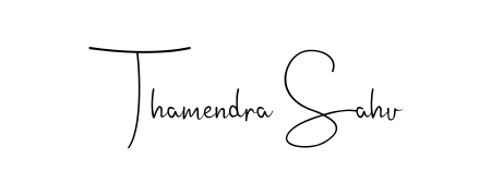 A modern signature idea for name Thamendra Sahu using Andilay-7BmLP font. Clean strokes and elegant curves make it stand out instantly. Thamendra Sahu signature style 4 images and pictures png