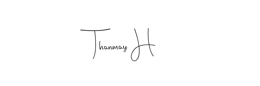 Use a signature maker to create a handwritten signature online. With this signature software, you can design (Andilay-7BmLP) your own signature for name Thanmay H. Thanmay H signature style 4 images and pictures png