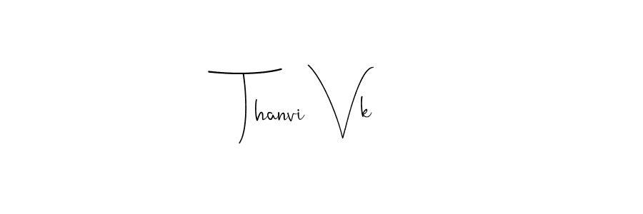 if you are searching for the best signature style for your name Thanvi Vk. so please give up your signature search. here we have designed multiple signature styles  using Andilay-7BmLP. Thanvi Vk signature style 4 images and pictures png