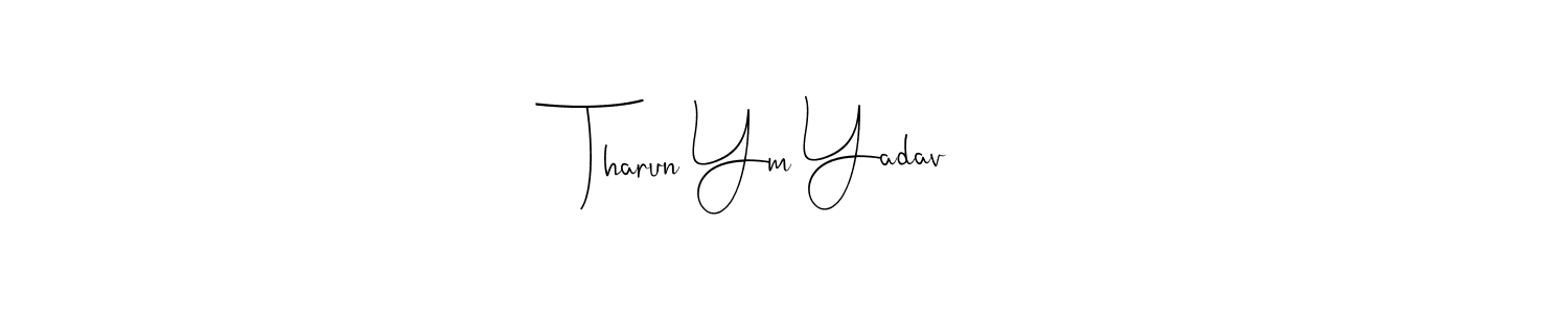 if you are searching for the best signature style for your name Tharun Ym Yadav. so please give up your signature search. here we have designed multiple signature styles  using Andilay-7BmLP. Tharun Ym Yadav signature style 4 images and pictures png