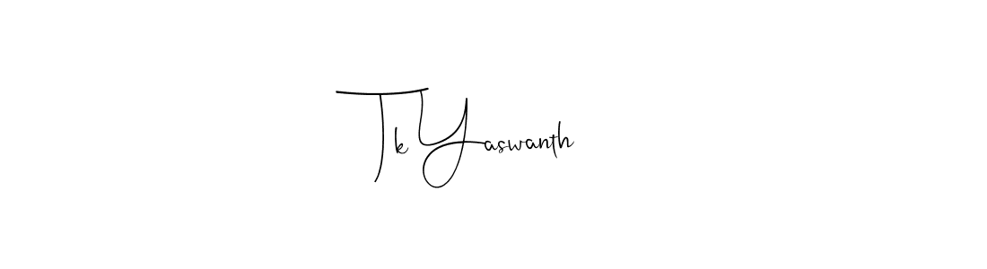 This is the best signature style for the Tk Yaswanth name. Also you like these signature font (Andilay-7BmLP). Mix name signature. Tk Yaswanth signature style 4 images and pictures png