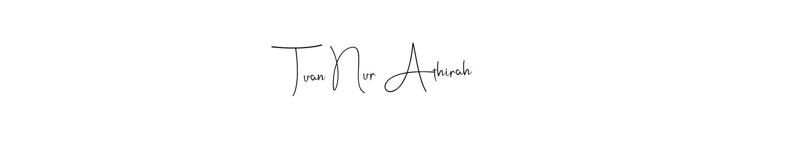 This is the best signature style for the Tuan Nur Athirah name. Also you like these signature font (Andilay-7BmLP). Mix name signature. Tuan Nur Athirah signature style 4 images and pictures png