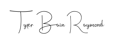 Try this chic Tyler Bain Raymond handwritten sign style. Using Andilay-7BmLP font elements, it gives your name a sleek, memorable identity. Tyler Bain Raymond signature style 4 images and pictures png