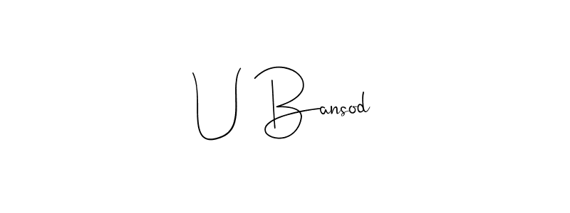 The best way (Andilay-7BmLP) to make a short signature is to pick only two or three words in your name. The name U Bansod include a total of six letters. For converting this name. U Bansod signature style 4 images and pictures png