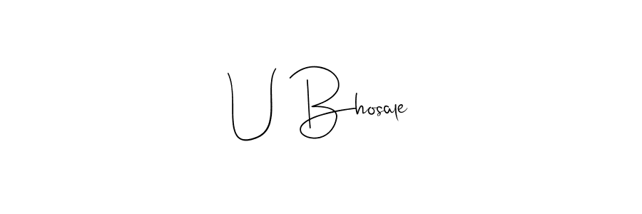 How to make U Bhosale signature? Andilay-7BmLP is a professional autograph style. Create handwritten signature for U Bhosale name. U Bhosale signature style 4 images and pictures png