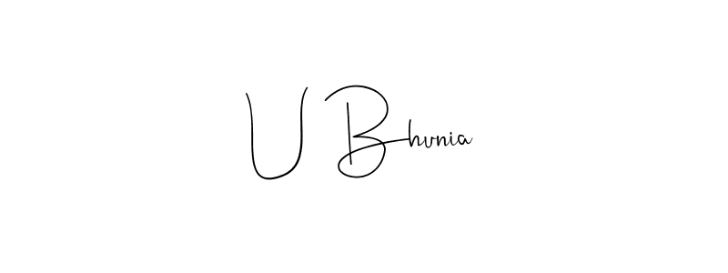 Use a signature maker to create a handwritten signature online. With this signature software, you can design (Andilay-7BmLP) your own signature for name U Bhunia. U Bhunia signature style 4 images and pictures png