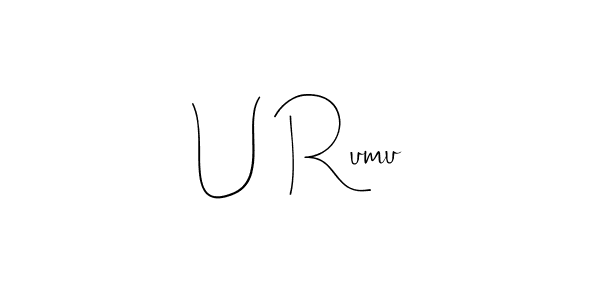 The best way (Andilay-7BmLP) to make a short signature is to pick only two or three words in your name. The name U Rumu include a total of six letters. For converting this name. U Rumu signature style 4 images and pictures png