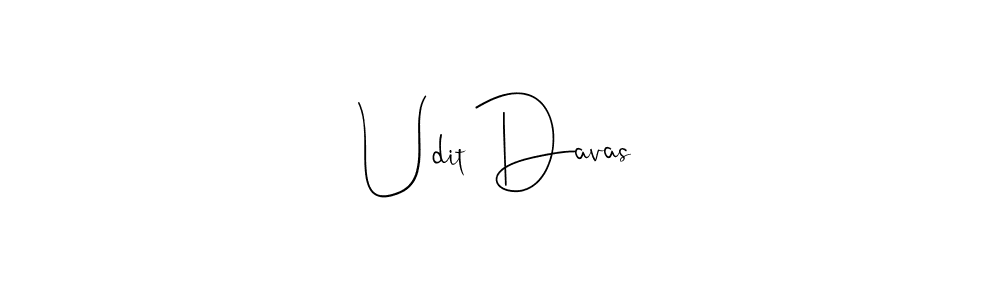 How to make Udit Davas name signature. Use Andilay-7BmLP style for creating short signs online. This is the latest handwritten sign. Udit Davas signature style 4 images and pictures png