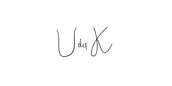 This is the best signature style for the Udit K name. Also you like these signature font (Andilay-7BmLP). Mix name signature. Udit K signature style 4 images and pictures png