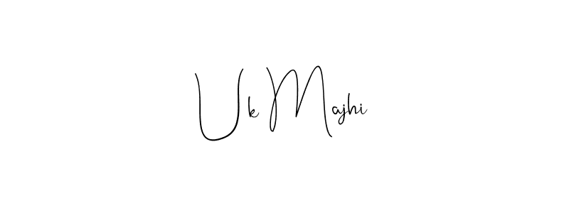 How to make Uk Majhi name signature. Use Andilay-7BmLP style for creating short signs online. This is the latest handwritten sign. Uk Majhi signature style 4 images and pictures png