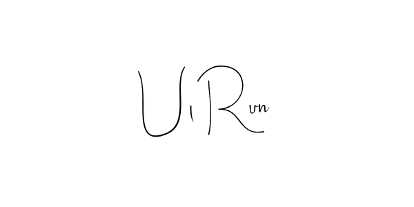 if you are searching for the best signature style for your name Ul Run. so please give up your signature search. here we have designed multiple signature styles  using Andilay-7BmLP. Ul Run signature style 4 images and pictures png