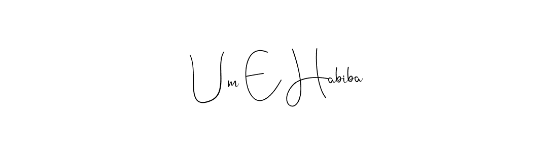 The best way (Andilay-7BmLP) to make a short signature is to pick only two or three words in your name. The name Um E Habiba include a total of six letters. For converting this name. Um E Habiba signature style 4 images and pictures png