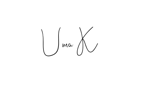 Also we have Uma K name is the best signature style. Create professional handwritten signature collection using Andilay-7BmLP autograph style. Uma K signature style 4 images and pictures png