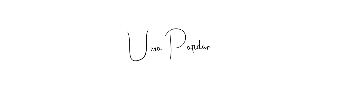 Create a beautiful signature design for name Uma Patidar. With this signature (Andilay-7BmLP) fonts, you can make a handwritten signature for free. Uma Patidar signature style 4 images and pictures png