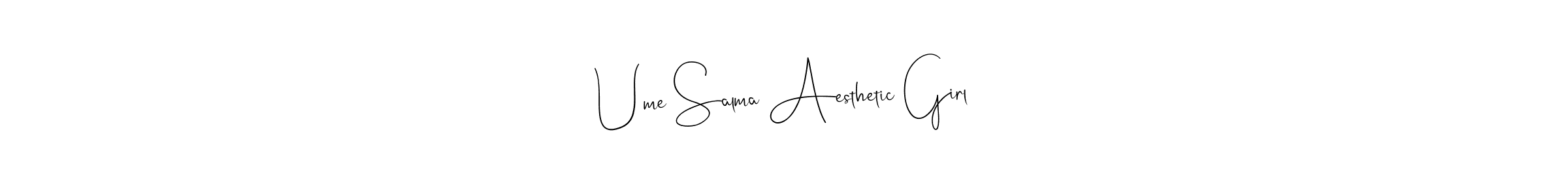 This is the best signature style for the Ume Salma Aesthetic Girl name. Also you like these signature font (Andilay-7BmLP). Mix name signature. Ume Salma Aesthetic Girl signature style 4 images and pictures png