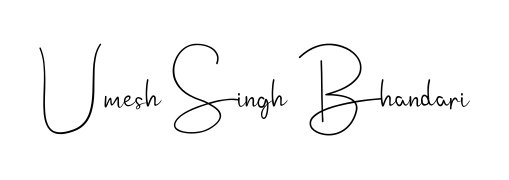 Create your official email sign-off with Umesh Singh Bhandari name in Andilay-7BmLP style. Crisp, clean, and perfectly legible across all screens. Umesh Singh Bhandari signature style 4 images and pictures png