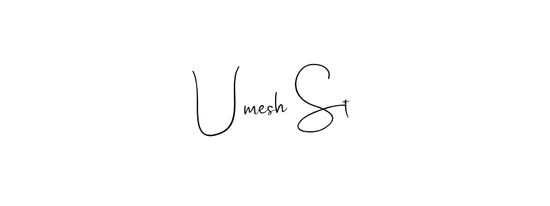 The best way (Andilay-7BmLP) to make a short signature is to pick only two or three words in your name. The name Umesh St include a total of six letters. For converting this name. Umesh St signature style 4 images and pictures png