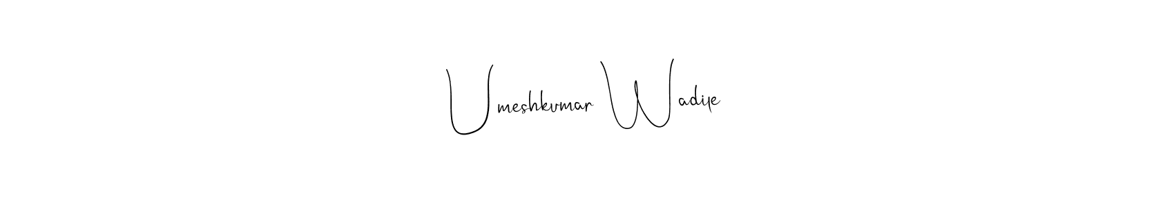 The best way (Andilay-7BmLP) to make a short signature is to pick only two or three words in your name. The name Umeshkumar Wadile include a total of six letters. For converting this name. Umeshkumar Wadile signature style 4 images and pictures png