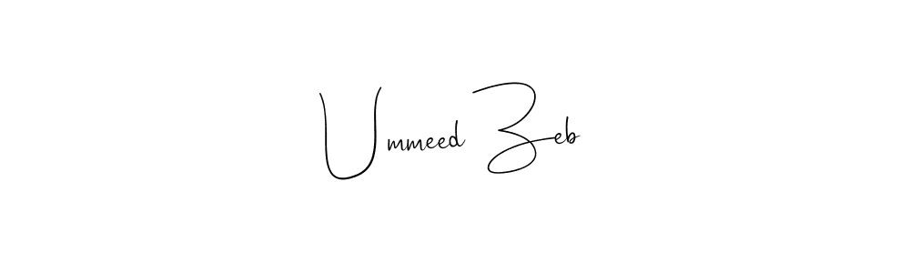 How to make Ummeed Zeb name signature. Use Andilay-7BmLP style for creating short signs online. This is the latest handwritten sign. Ummeed Zeb signature style 4 images and pictures png