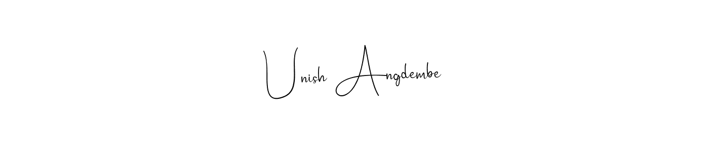 This is the best signature style for the Unish Angdembe name. Also you like these signature font (Andilay-7BmLP). Mix name signature. Unish Angdembe signature style 4 images and pictures png