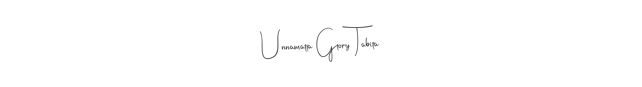 This is the best signature style for the Unnamatla Glory Tabita name. Also you like these signature font (Andilay-7BmLP). Mix name signature. Unnamatla Glory Tabita signature style 4 images and pictures png