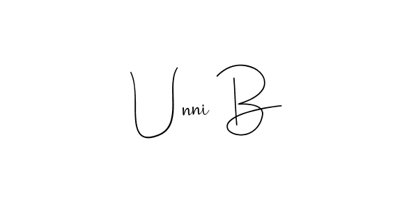 Create a beautiful signature design for name Unni B. With this signature (Andilay-7BmLP) fonts, you can make a handwritten signature for free. Unni B signature style 4 images and pictures png