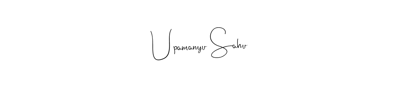 if you are searching for the best signature style for your name Upamanyu Sahu. so please give up your signature search. here we have designed multiple signature styles  using Andilay-7BmLP. Upamanyu Sahu signature style 4 images and pictures png