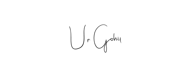 The best way (Andilay-7BmLP) to make a short signature is to pick only two or three words in your name. The name Ur Gohil include a total of six letters. For converting this name. Ur Gohil signature style 4 images and pictures png
